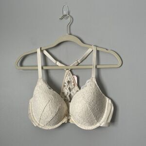 DOBREVA Ivory Lace Push Up Bra Racerback Lingerie Supportive Size 38D NWT